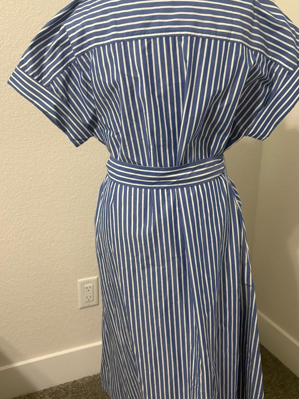 Banana Republic Blue and White Striped Button-Front Shirt Dress with Belt - Picture 3 of 5